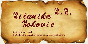 Milunika Noković vizit kartica